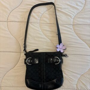 2005 COACH Shoulder Bag Signature 3574 Black Leather W/ Metal Hardware #coachy2k